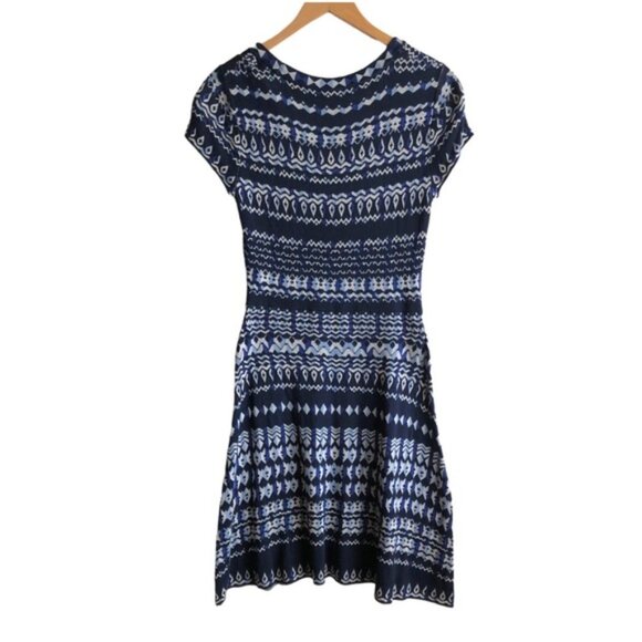 BCBGMaxAzria Hailee Dress Size Medium Blue Gray Silk Cotton Tapestry Jacquard - Picture 5 of 11